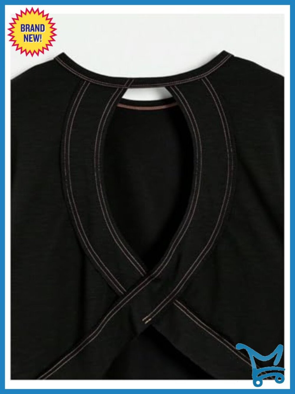 2-Pack Open Back Criss Cross T-Shirts Crewneck Short Sleeve Backless Tee - Picture 3 of 5
